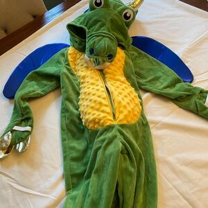 Green Dinosaur Dragon Costume with Blue Wings
